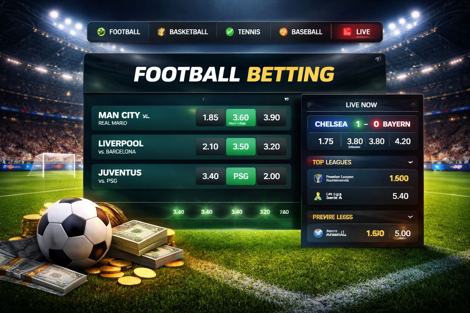 Selección de apuestas de fútbol y multideporte MXPOP